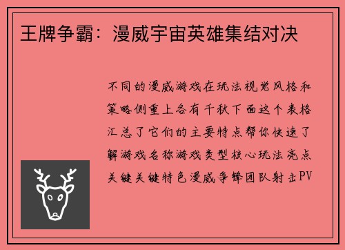 王牌争霸：漫威宇宙英雄集结对决